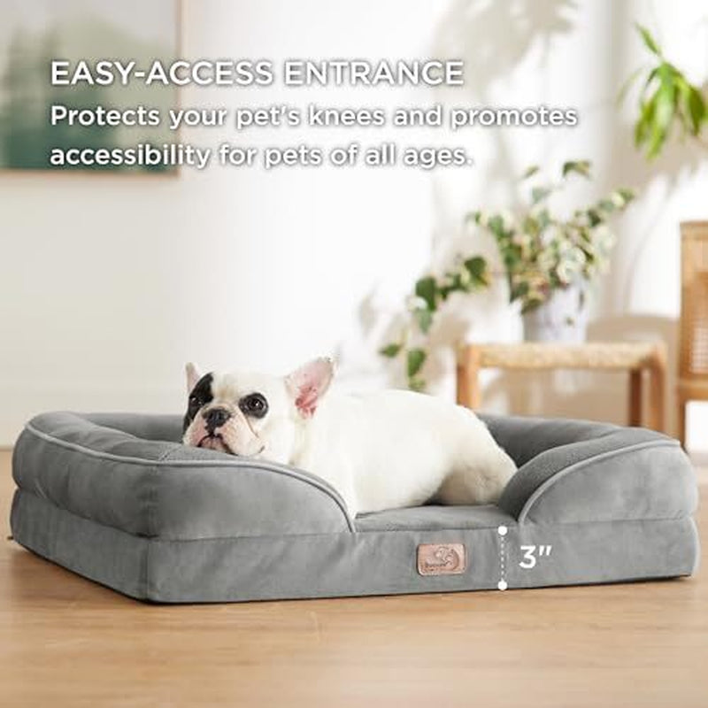 Orthopedic Dog Bed for Medium Dogs - Waterproof 28.0"L X 23.0"W X 6.5"Th Grey
