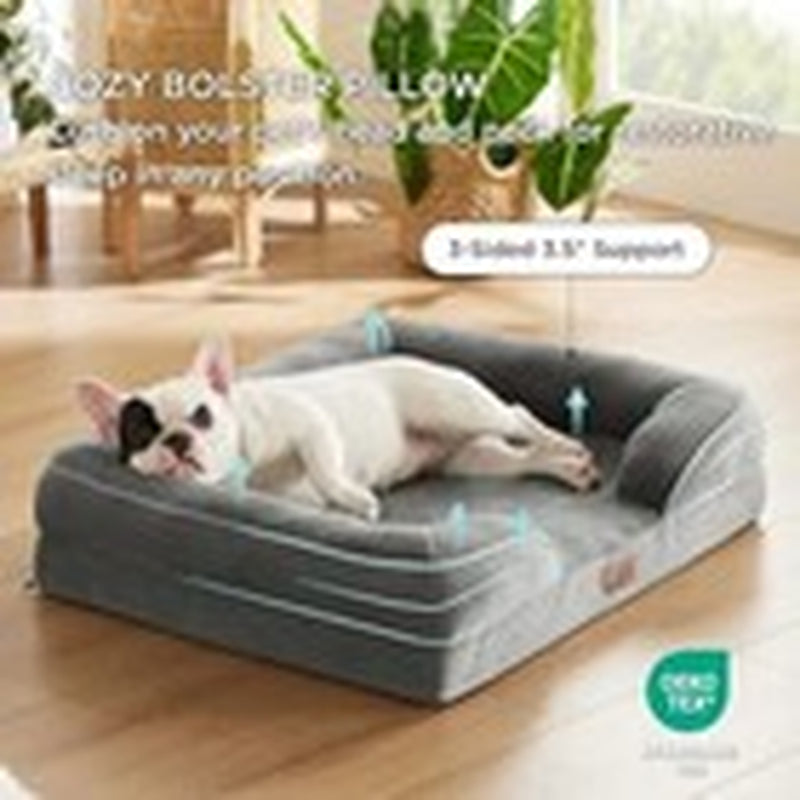 Orthopedic Dog Bed for Medium Dogs - Waterproof 28.0"L X 23.0"W X 6.5"Th Grey