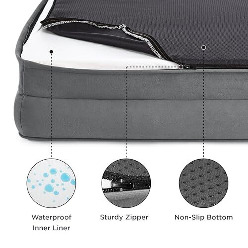 Orthopedic Dog Bed for Medium Dogs - Waterproof 28.0"L X 23.0"W X 6.5"Th Grey